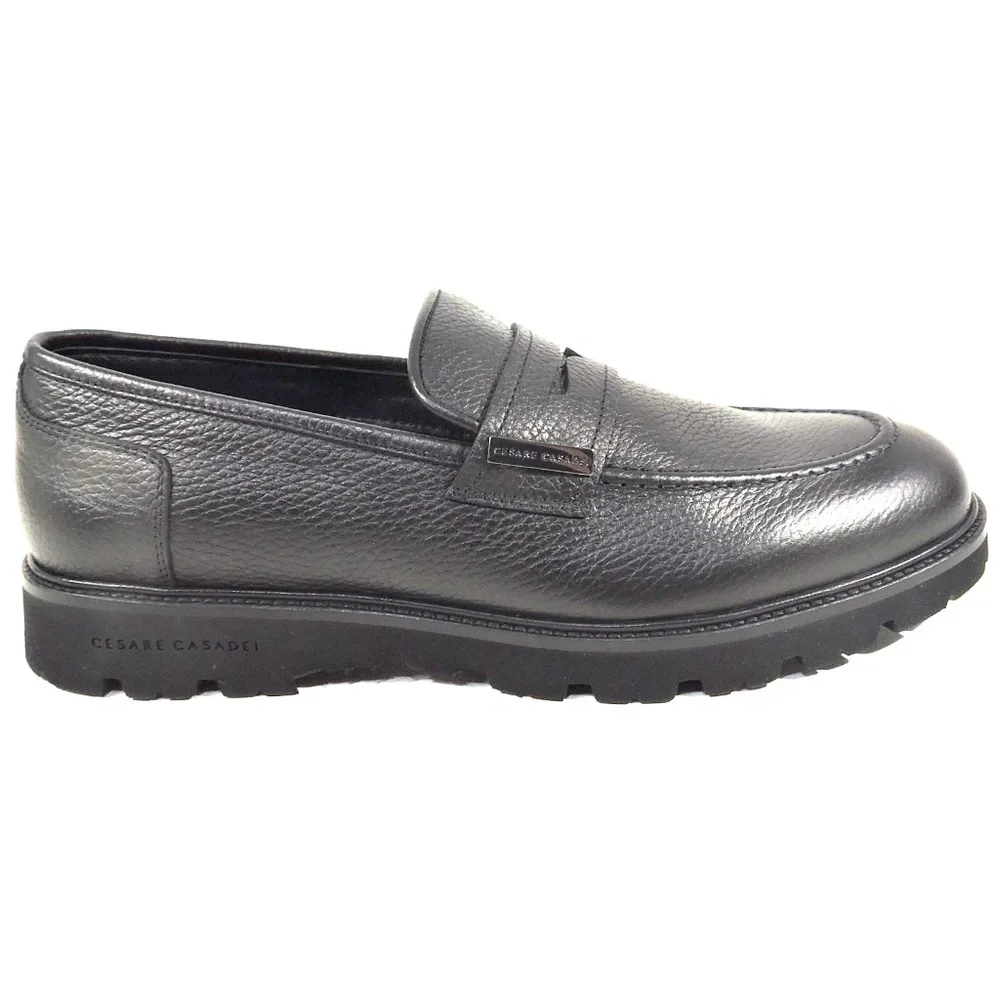CASADEI 🇮🇹 MEN'S BLACK SOFT LEATHER COMFORT LOAFERS - Picture 4 of 8